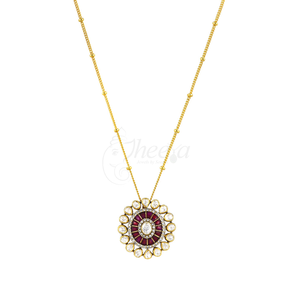 Moissanite Kundan Pendant image 0